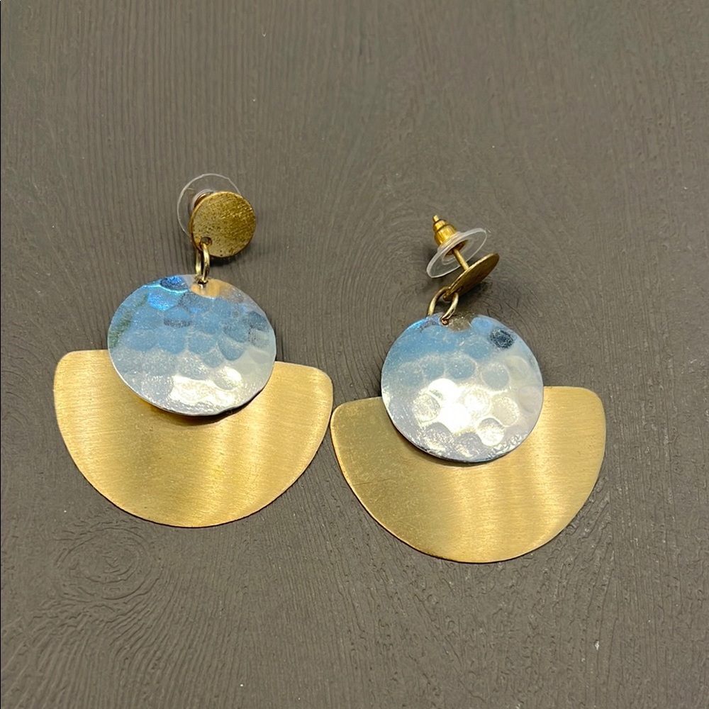 Gold and Silver Hammered Earrings